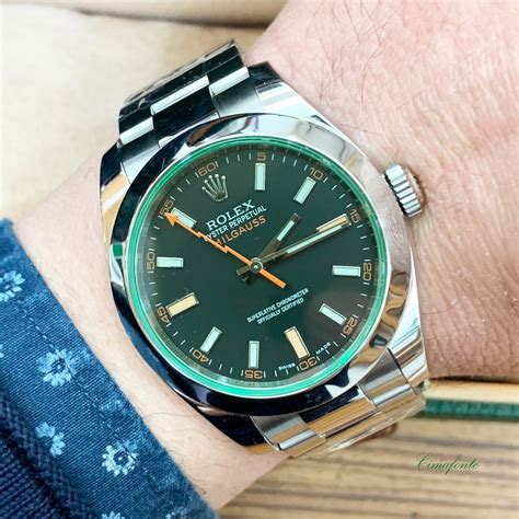 rolex milgauss vetro verde|rolex milgauss black diamond.